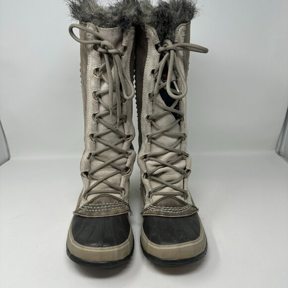 Sorel Cate The Great NL1642-221 Tusk Stone Brown Leather Tall Boots 6 - Picture 8 of 16